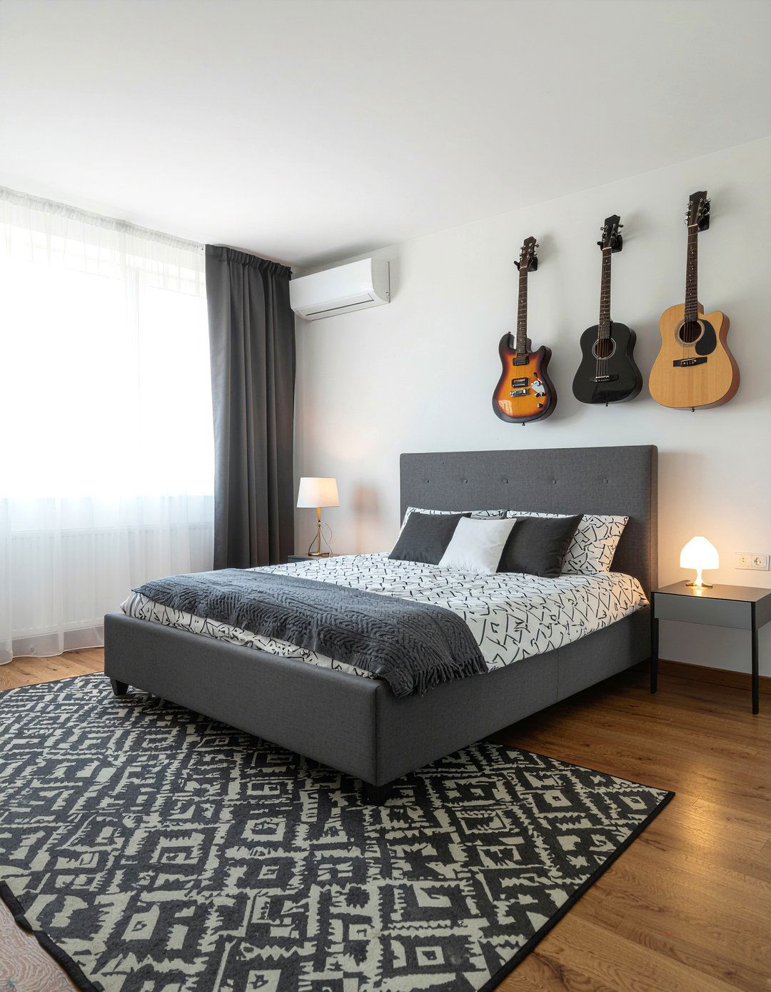 Guitar wall mount - 30 bedroom hobby display ideas