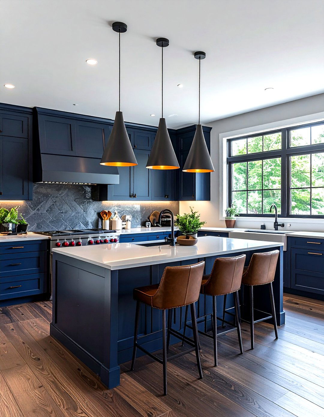 Gunmetal Grey Cone - 30 metal pendant kitchen ideas