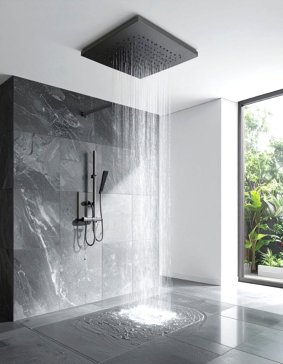 Gunmetal Shower Head - 30 metal bathroom ideas
