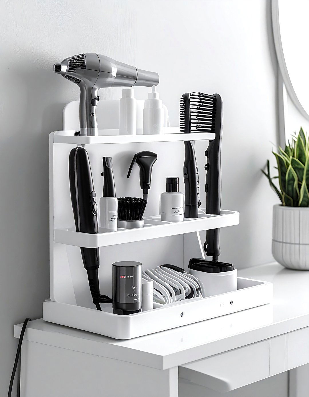 Hair Tool Organizer Station - 30 bathroom storage tips