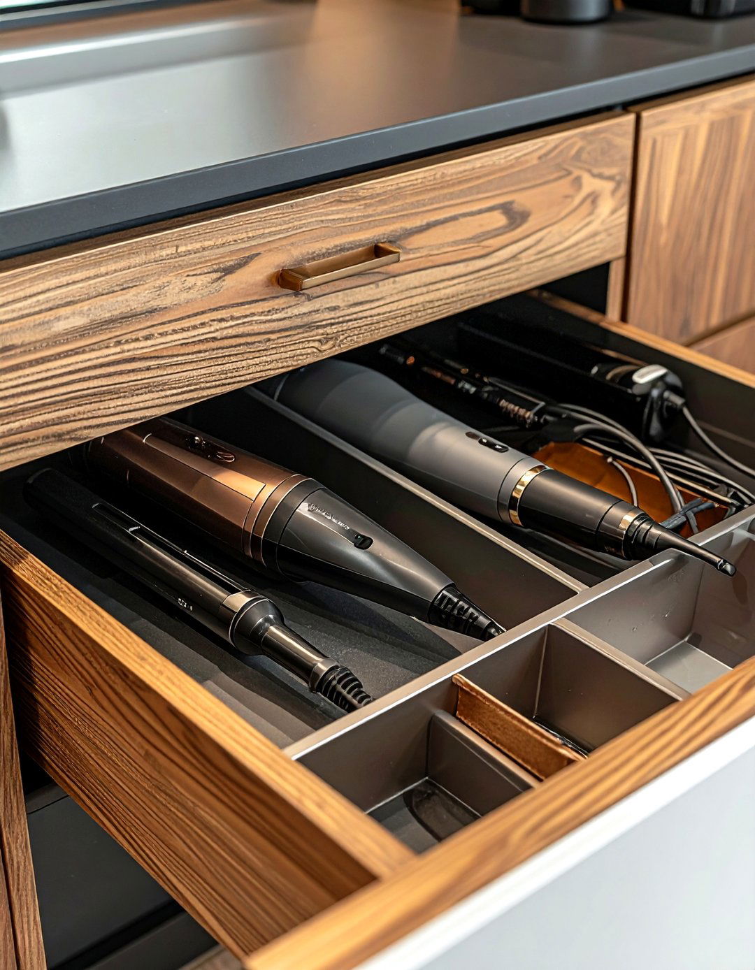 Hair tool drawer - 30 bathroom drawer organization ideas
