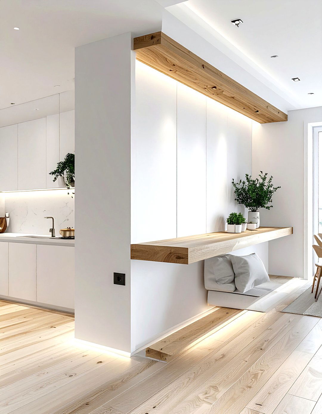 Half Wall Partition - 30 living room transition ideas