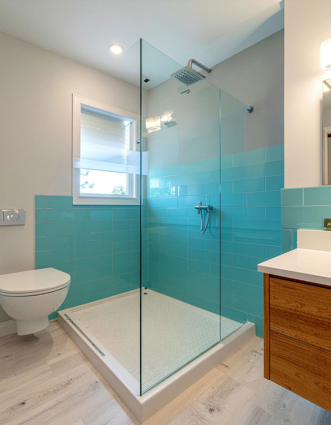 Half frosted glass shower - 30 frosted glass bathroom ideas