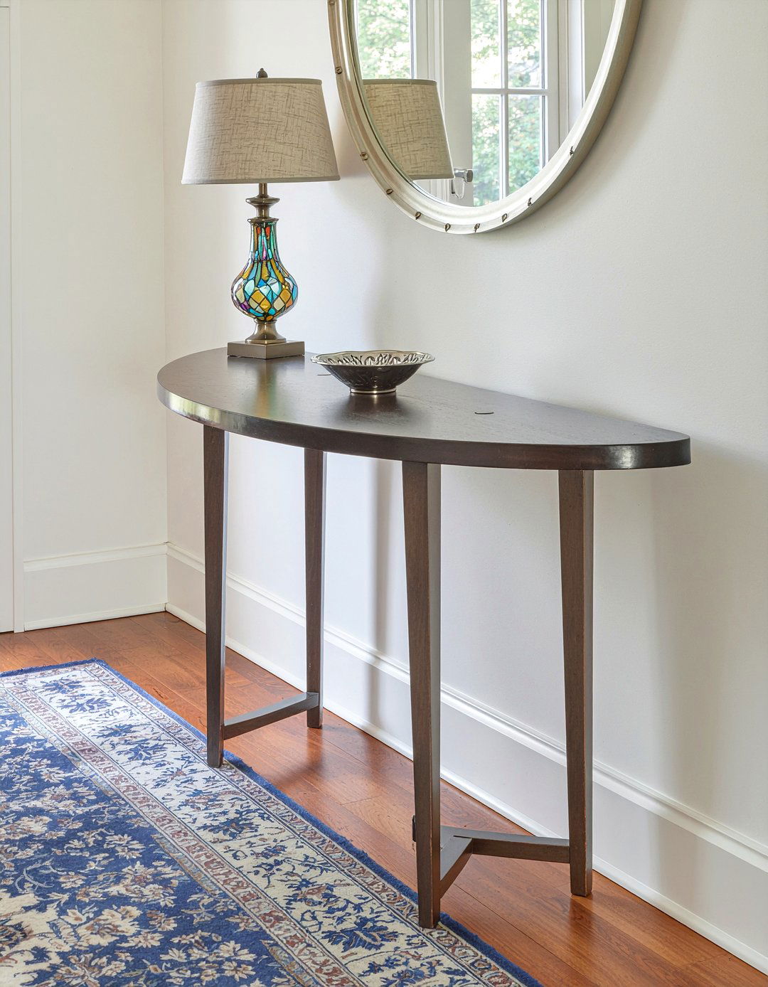 Half moon console - 30 living room entry table ideas