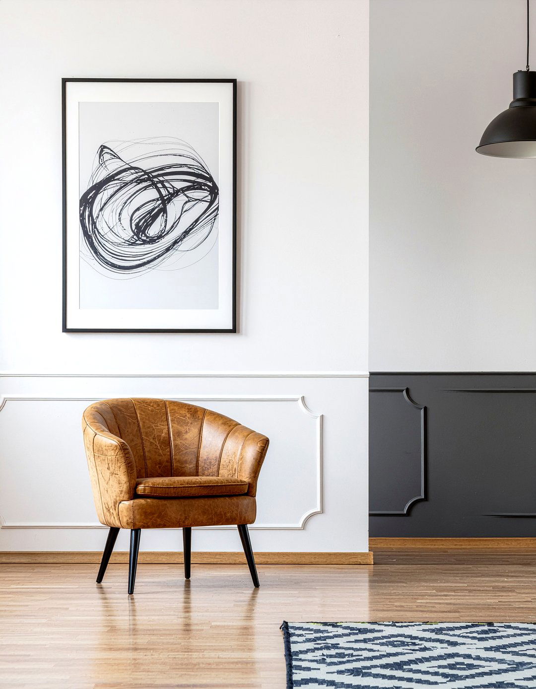 Half painted wall - 30 living room color blocking ideas