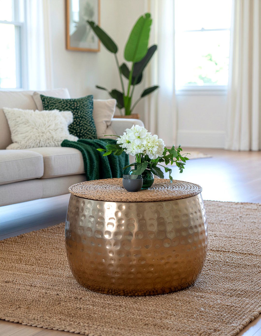 Hammered Brass Coffee Table - 30 living room metal coffee tables