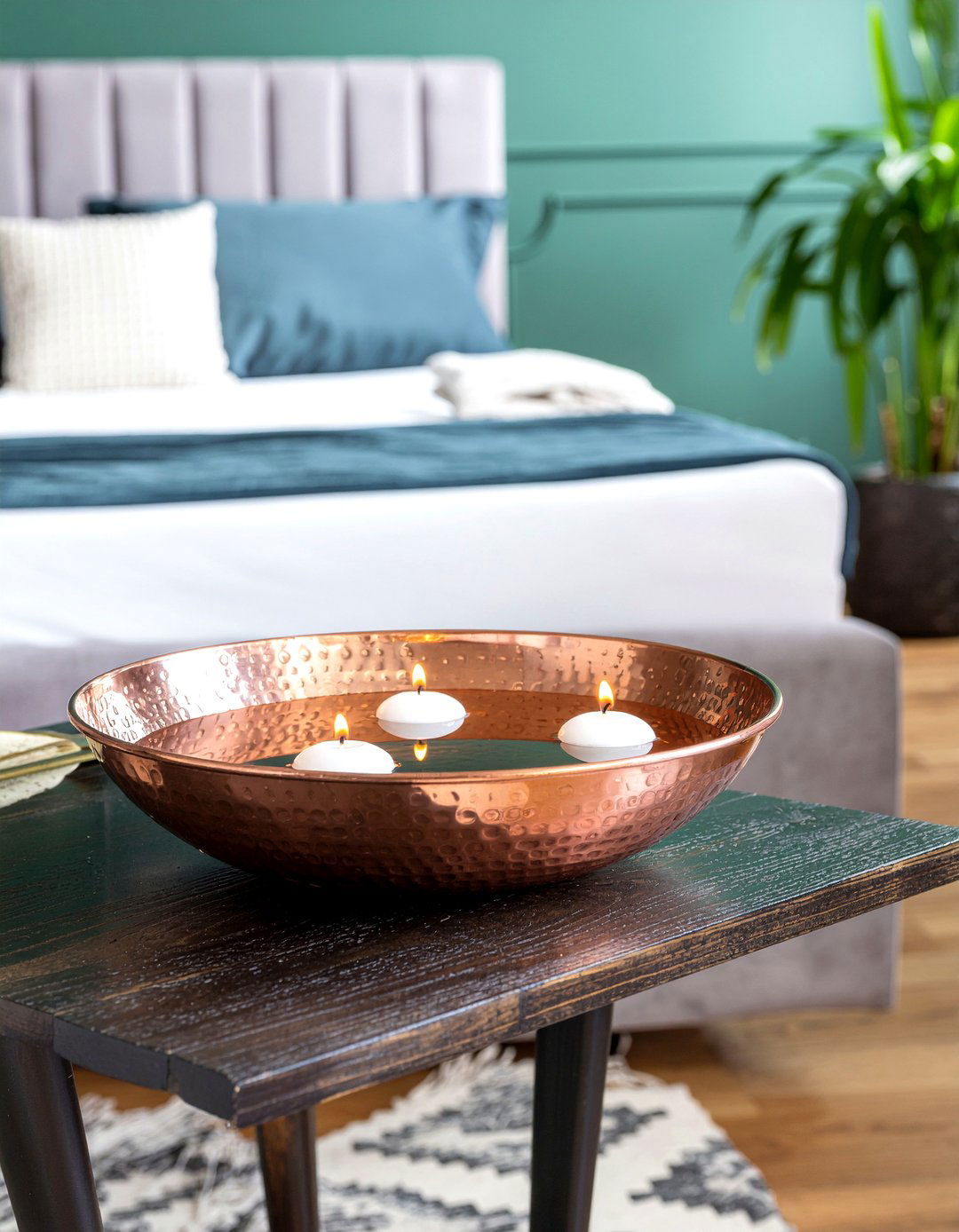 Hammered Copper Bowl - 30 bedroom candle holders