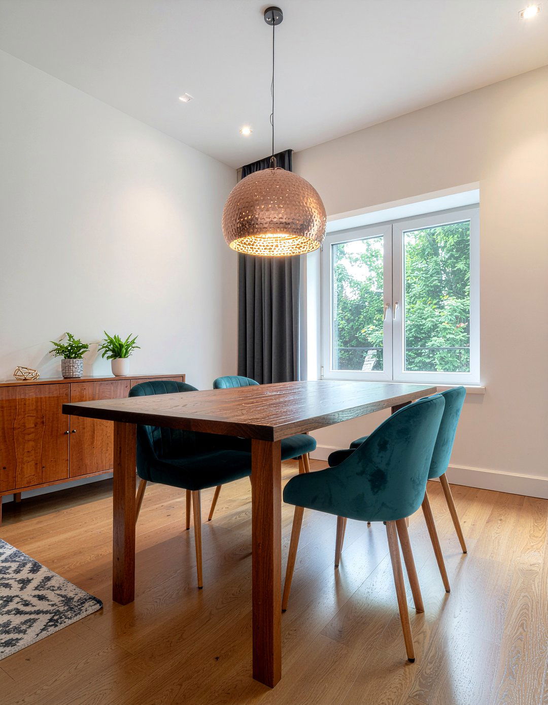 Hammered Copper Light - 30 dining room material ideas