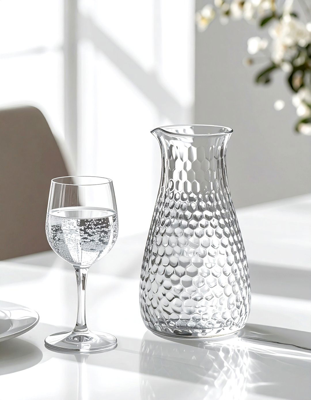 Hammered Glass Carafe - 30 glass decor ideas