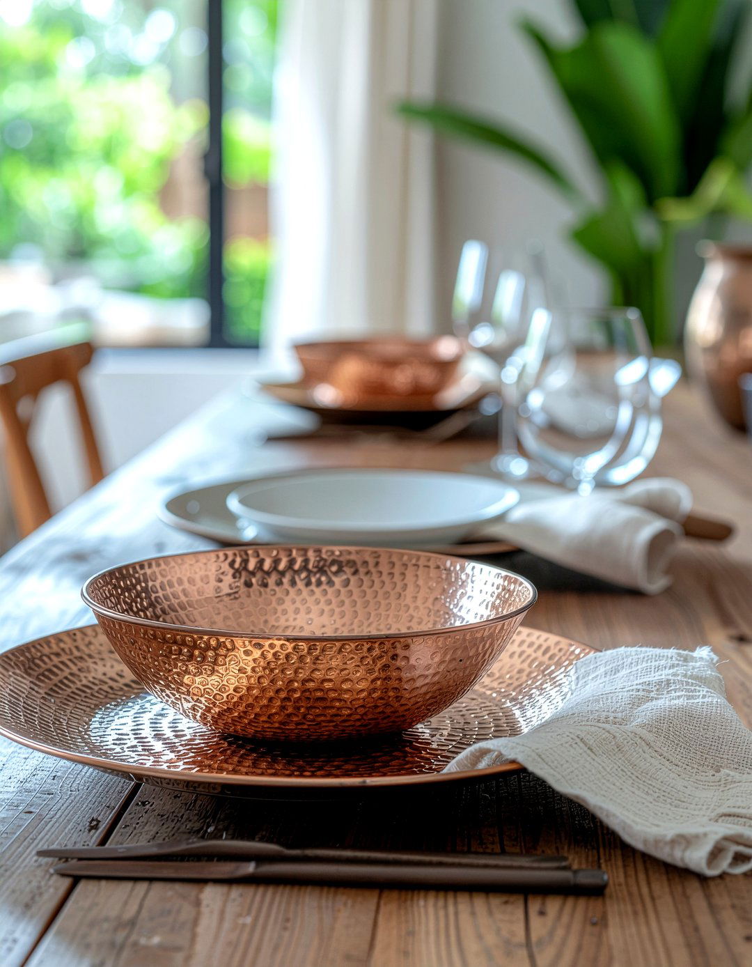 Hammered Metal Bowl - 30 metal dining room ideas