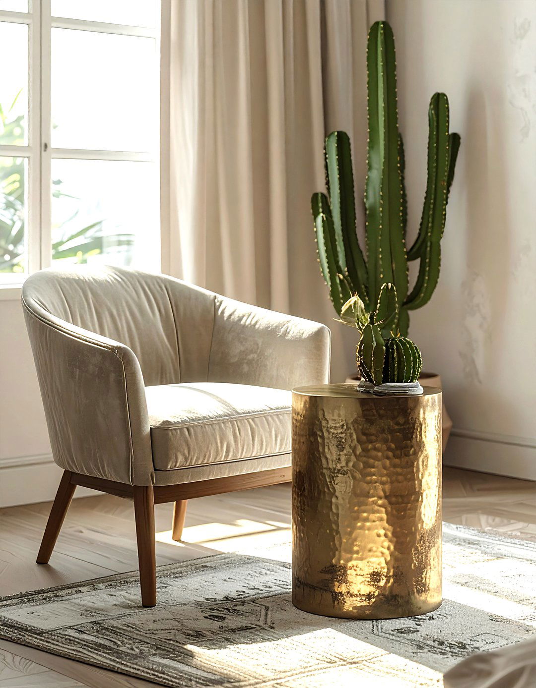 Hammered Metal End Table - 30 living room Bohemian furniture ideas