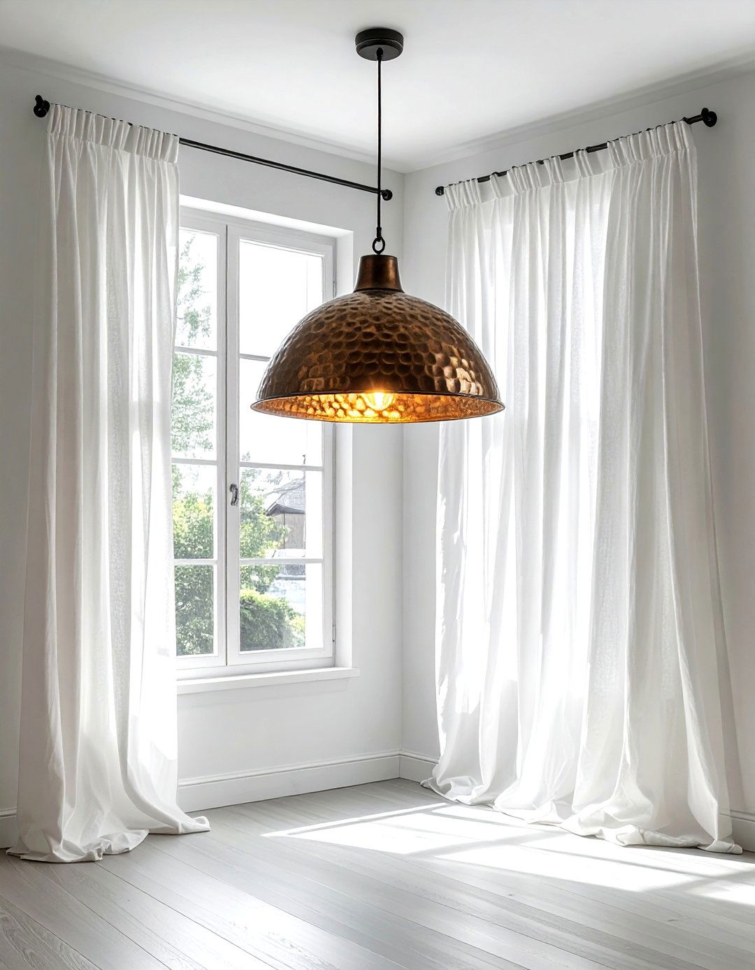 Hammered Metal Light Soft Drape - 30 dining room texture layering ideas
