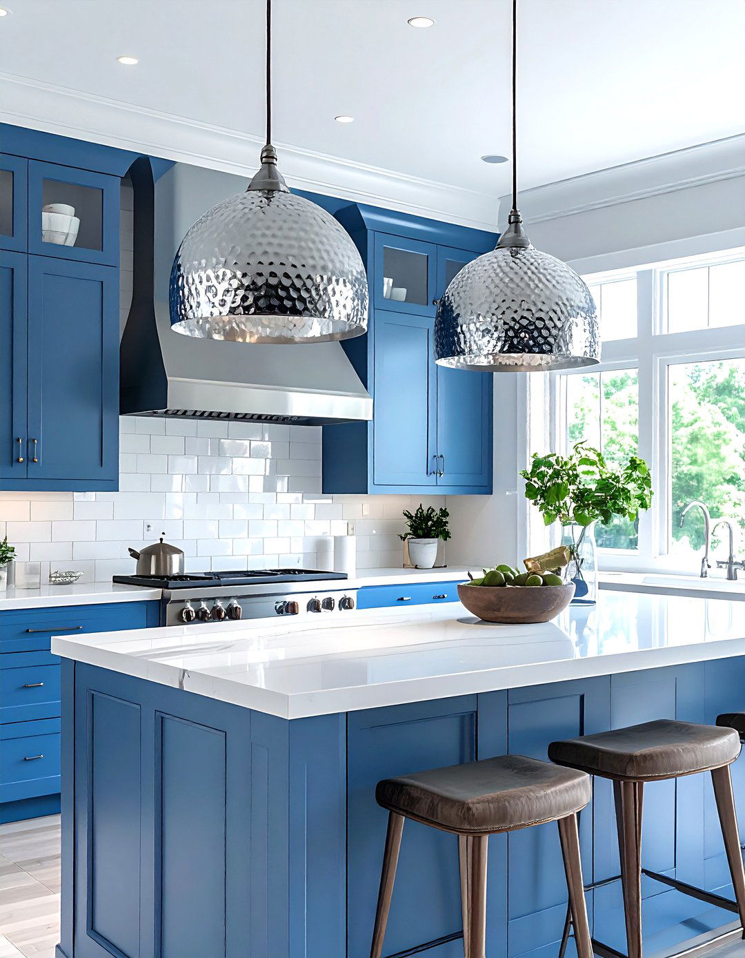 Hammered Metal Pendant Light - 30 pendant light kitchen ideas