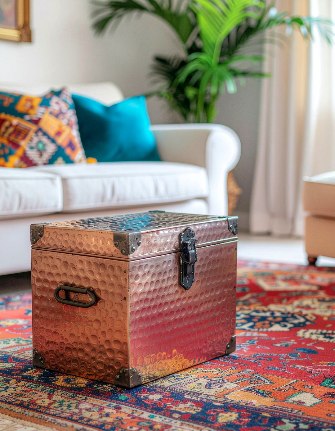 Hammered Metal Trunk - 30 living room Mediterranean furniture ideas