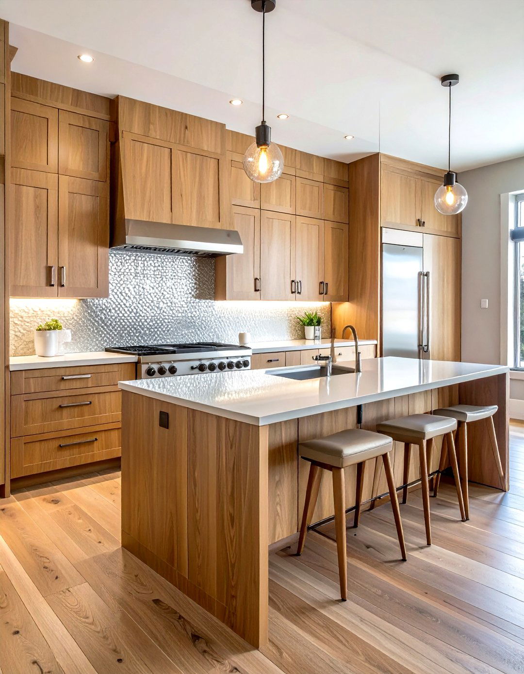 Hammered Stainless Steel Finish - 30 stainless steel backsplash kitchen ideas