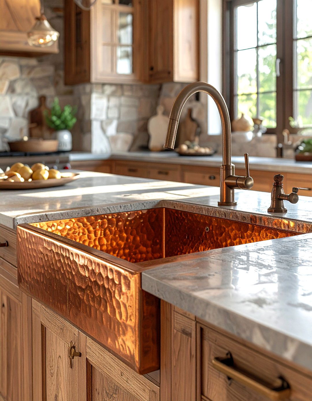 Hammered copper sink - 30 copper sink kitchen ideas