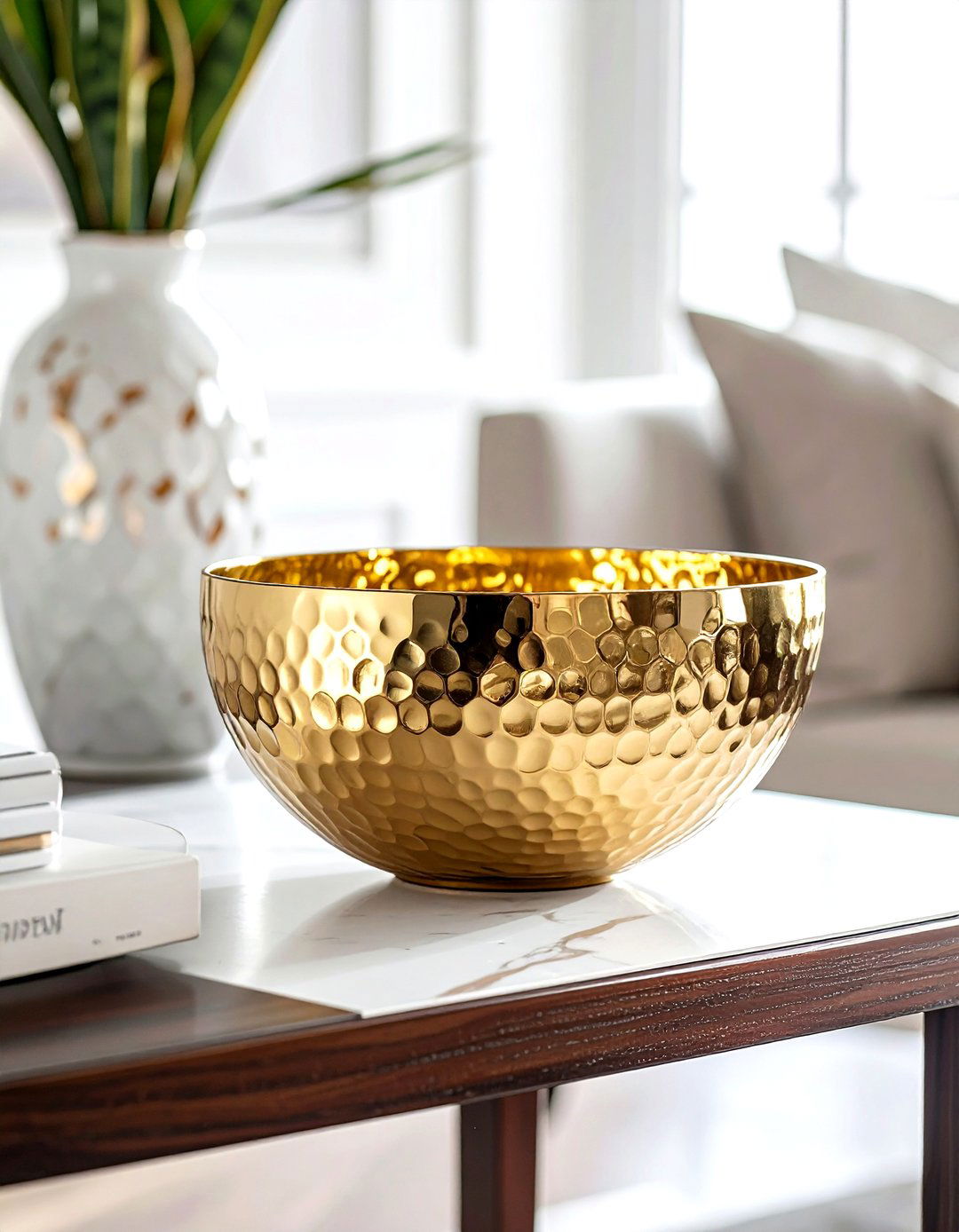 Hammered metal bowl - 30 console bowl ideas
