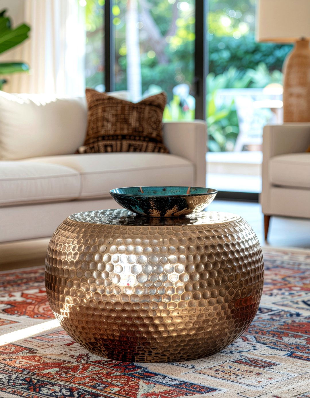 Hammered metal coffee table - 30 living room round coffee tables