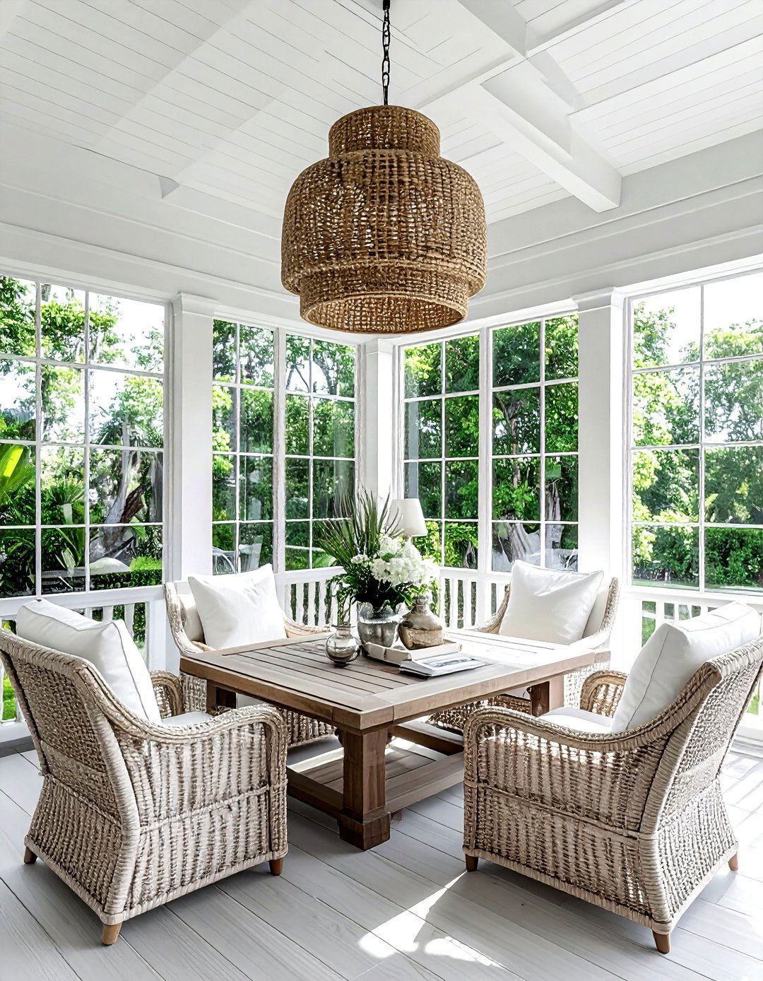 Hamptons Screened Porch - 30 screened porch dining ideas