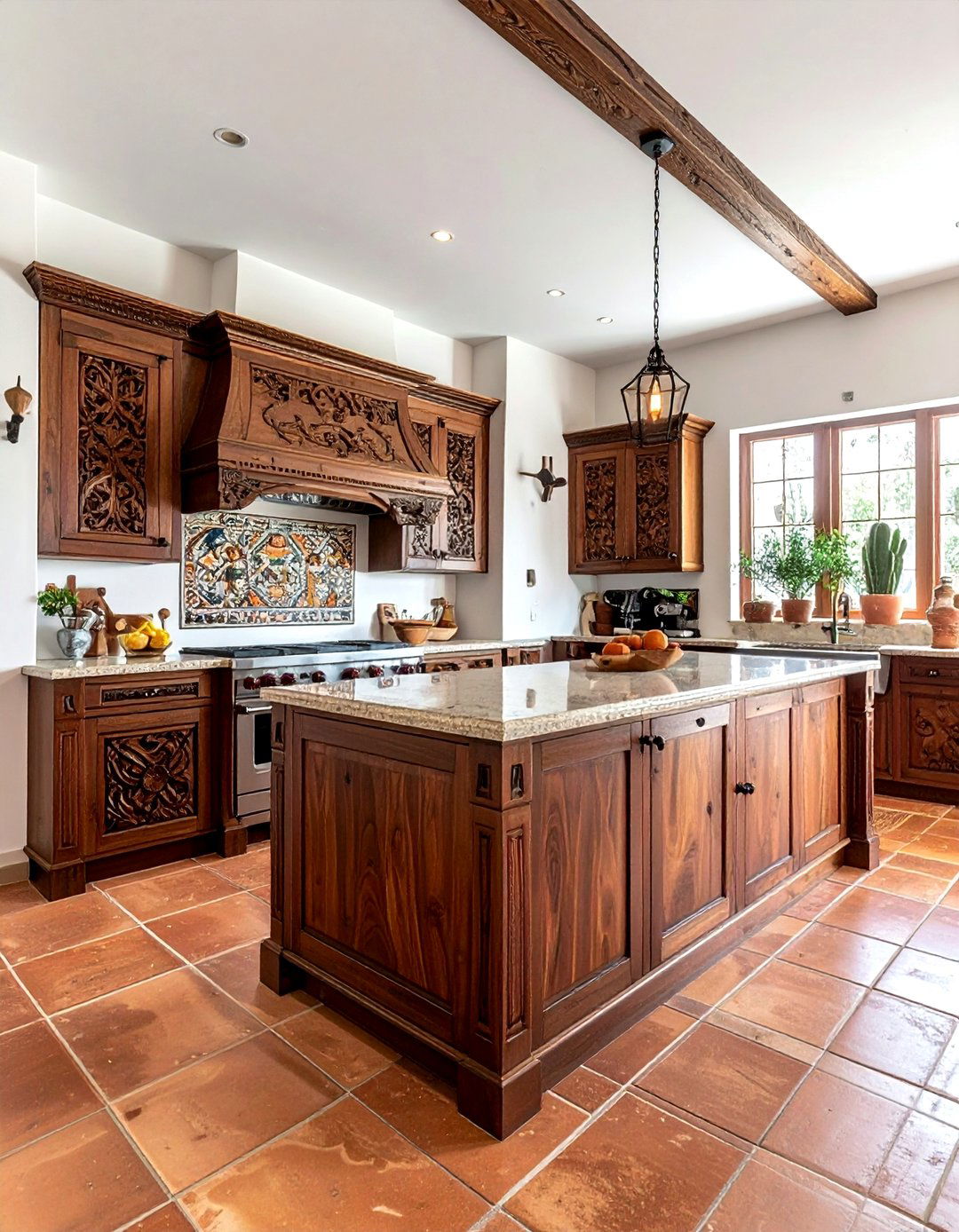Hand Carved Wood Cabinet - 30 Santa Fe kitchen ideas