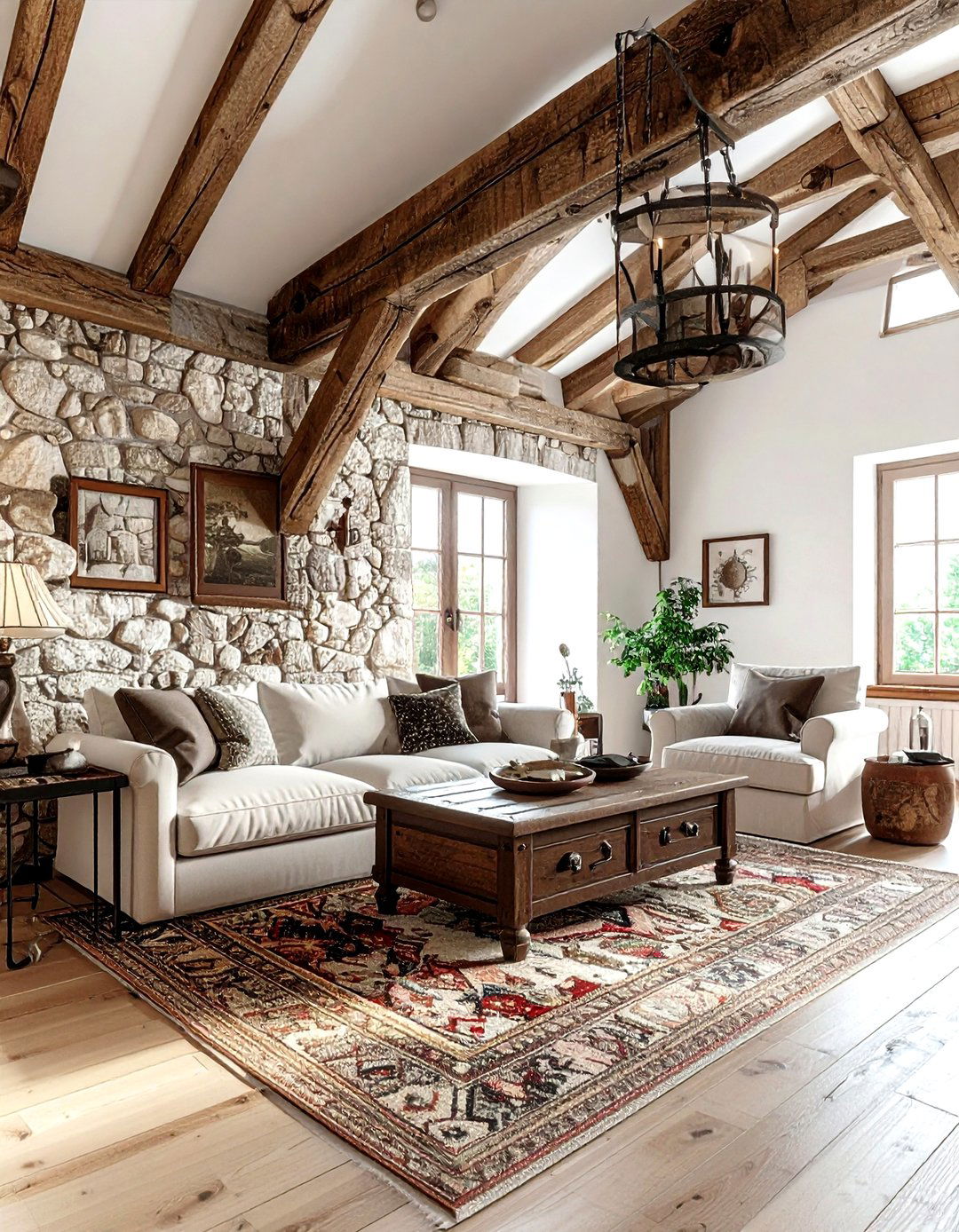 Hand Hewn Wood Truss - 30 living room trusses ideas