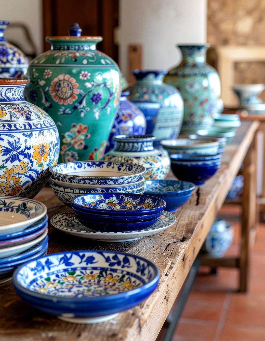 Hand Painted Ceramic Accents - 30 Spanish living room ideas