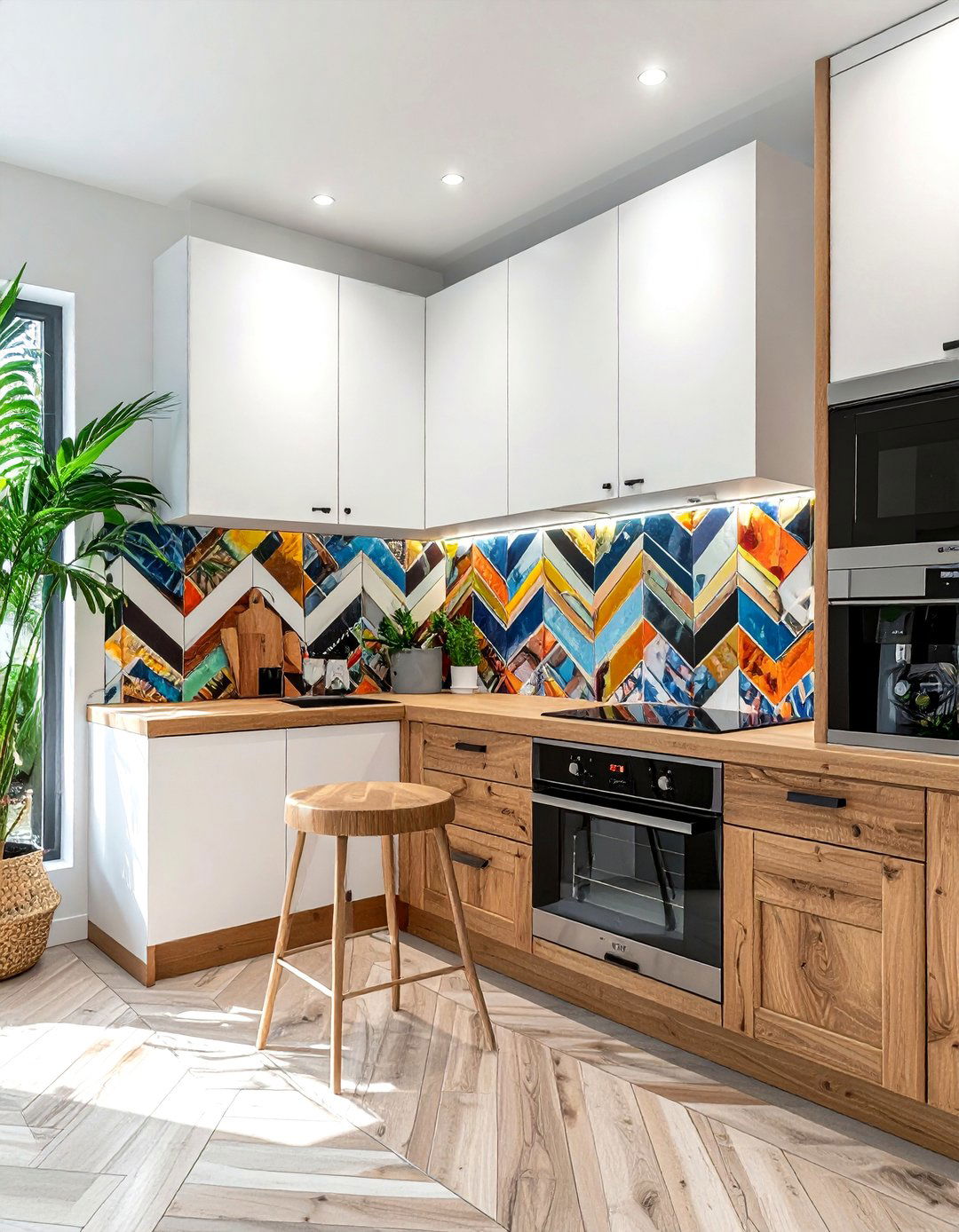 Hand Painted Chevron - 30 chevron backsplash kitchen ideas