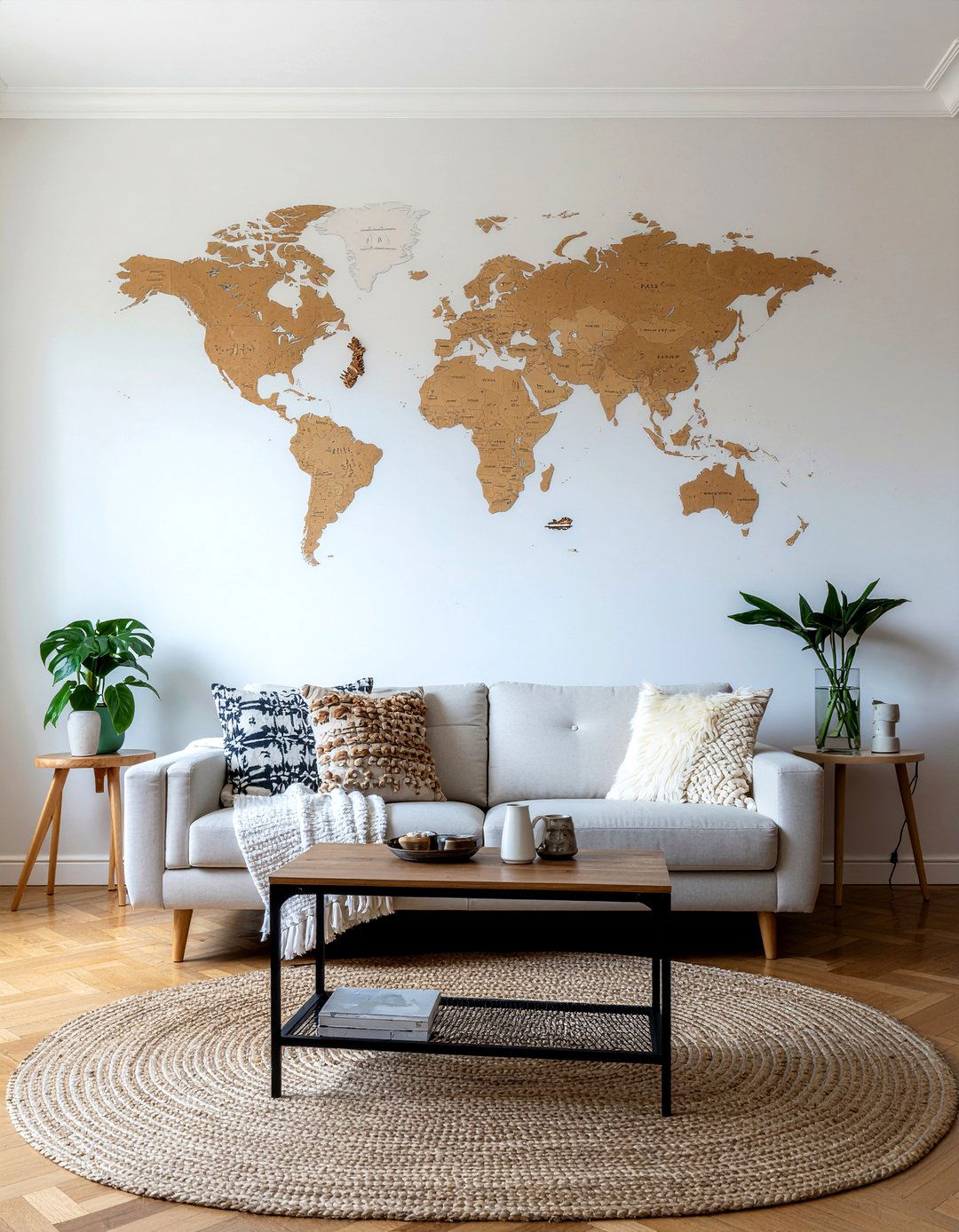 Hand Painted Map Mural - 30 world map living room ideas