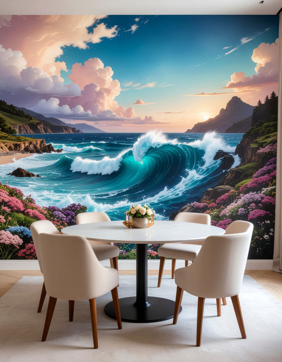 Hand Painted Mural - 30 maximalist dining room ideas
