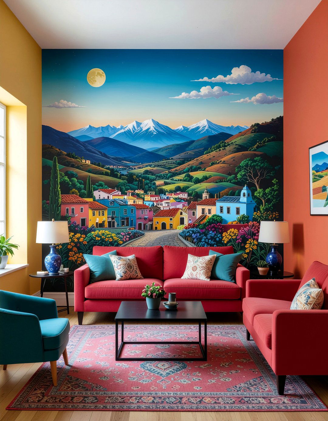 Hand Painted Mural - 30 Mexican living room ideas