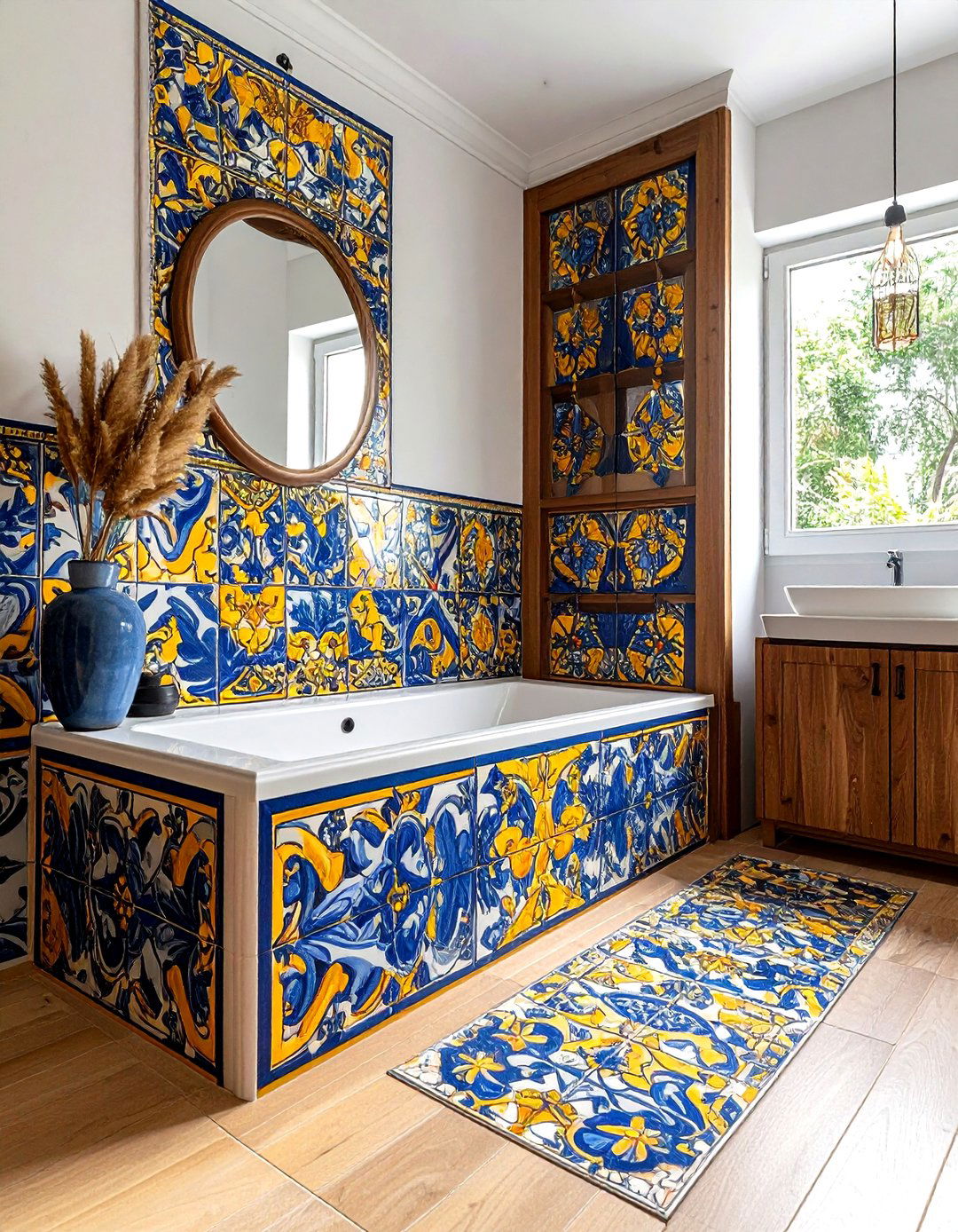Hand Painted Tile - 30 Tuscan bathroom ideas
