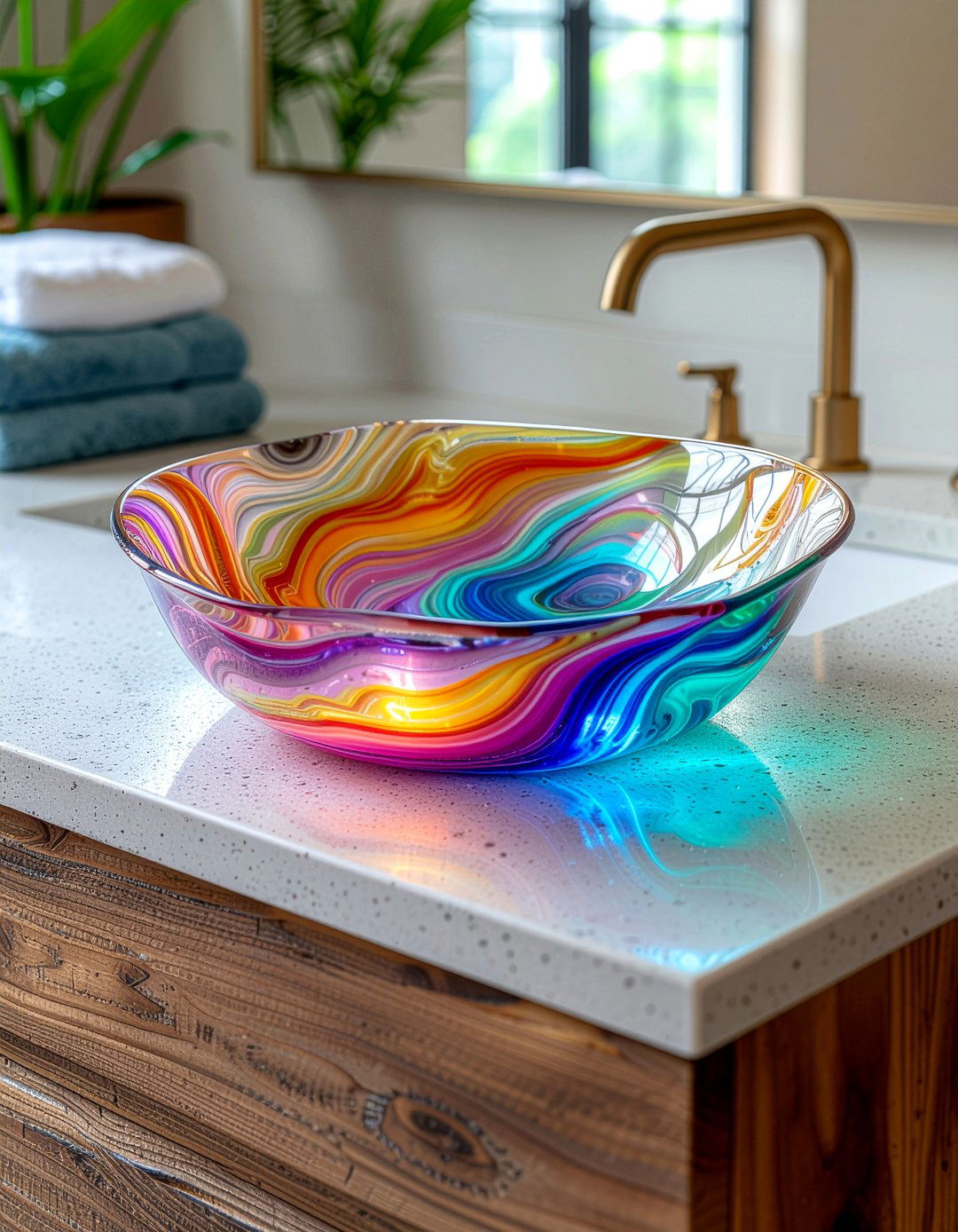 Hand blown glass sink - 30 glass sink ideas