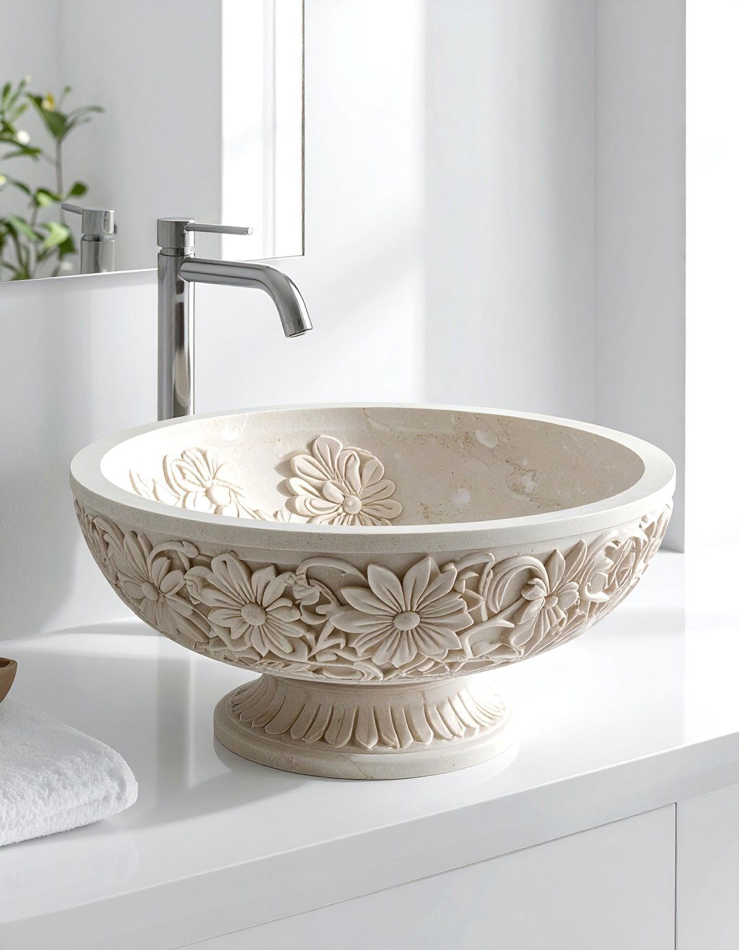 Hand carved stone sink - 30 stone sink ideas