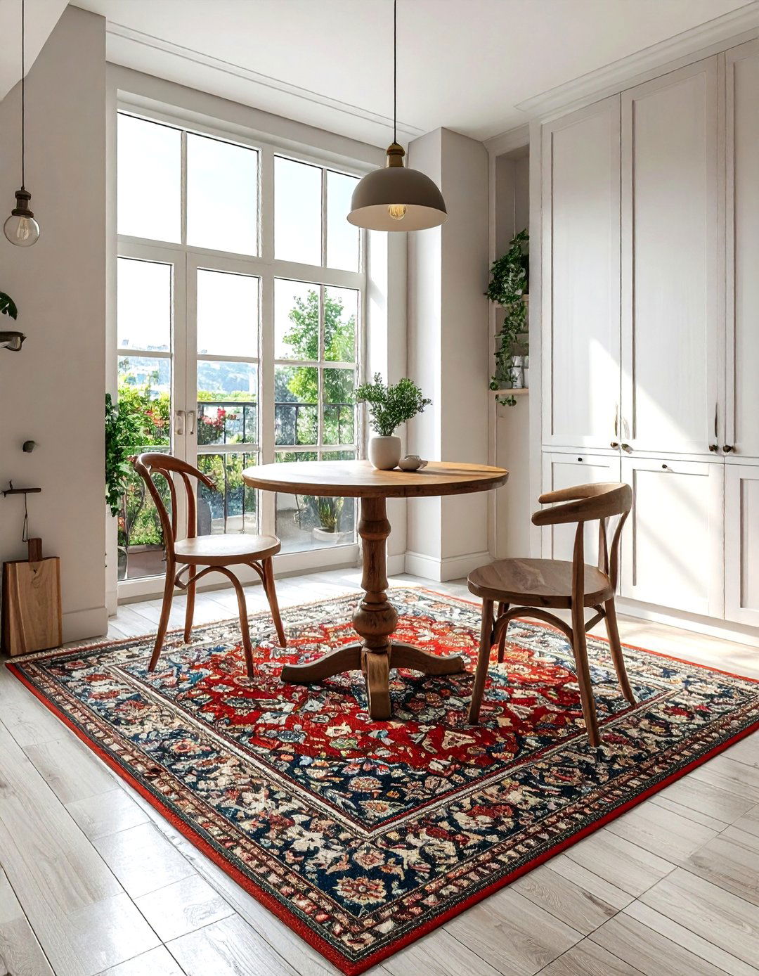 Hand knotted Turkish rug breakfast nook - 30 Turkish rug ideas
