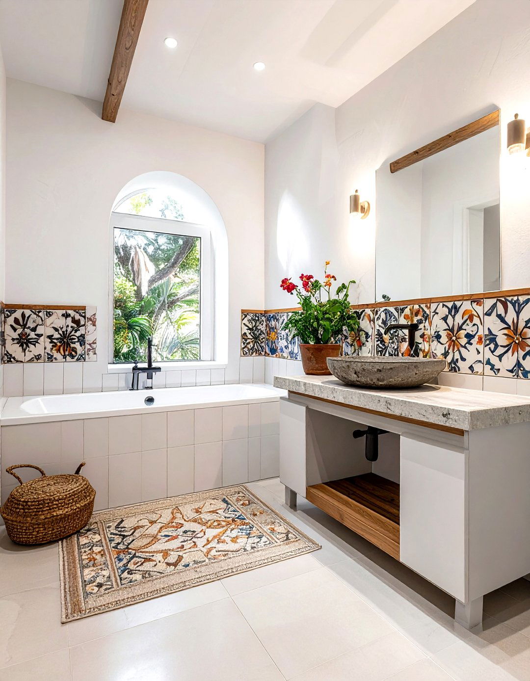 Hand painted Spanish tile bathroom - 30 Spanish tile bathroom ideas