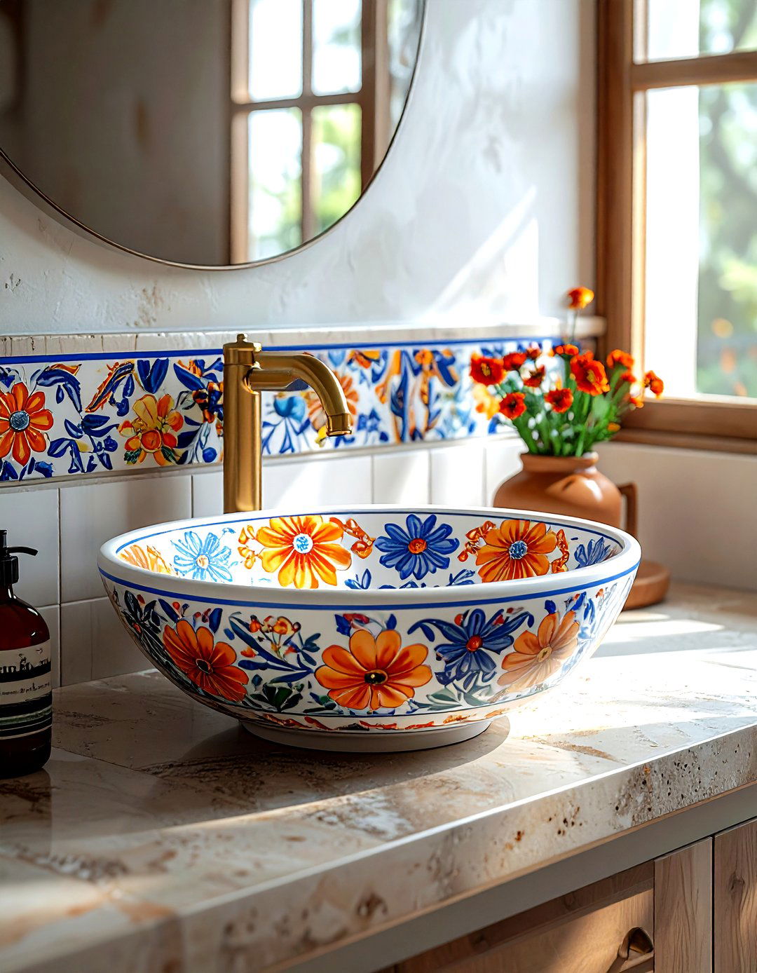 Hand painted bathroom sink - 30 Spanish bathroom ideas