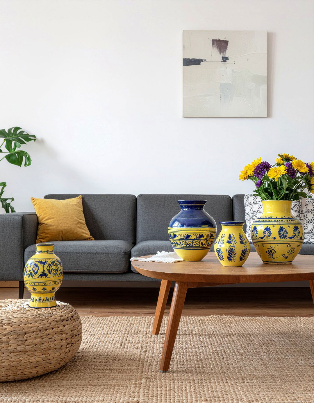 Hand painted ceramic vases - 30 Mediterranean living room ideas