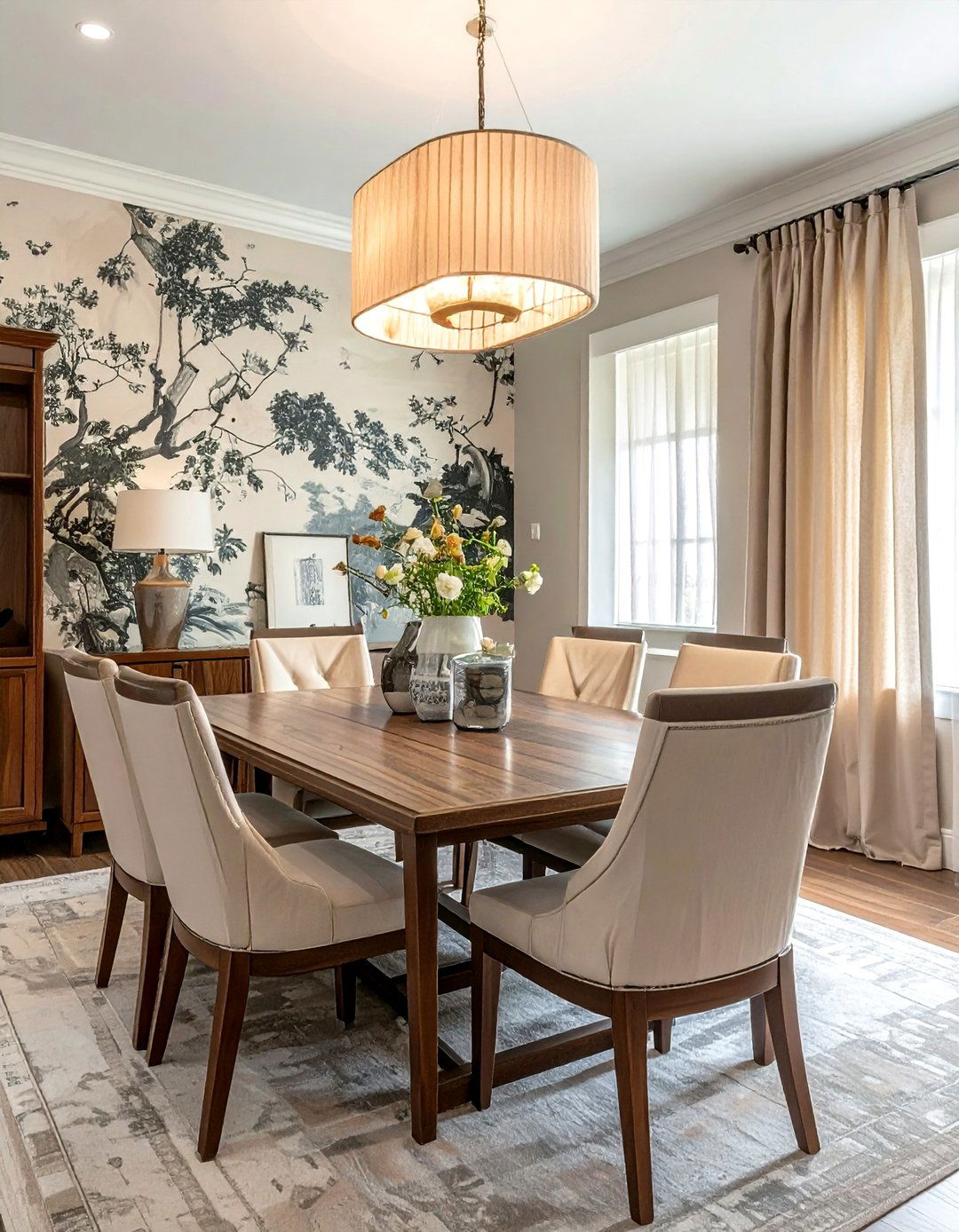 Hand painted chinoiserie wallpaper - 30 chinoiserie wallpaper dining room ideas