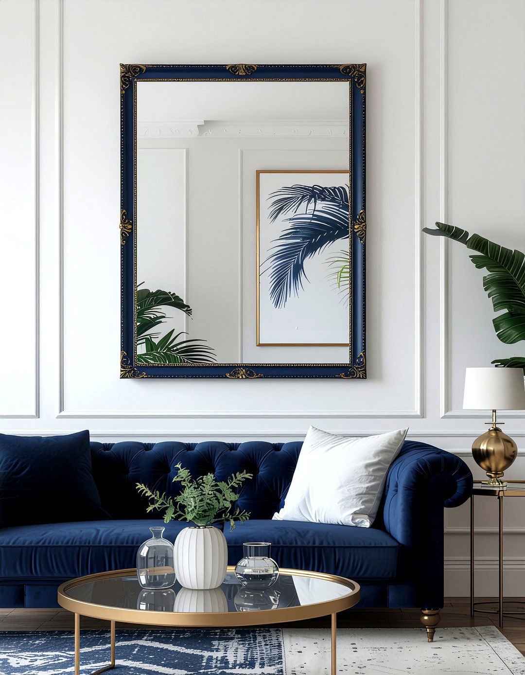 Hand painted mirror frame - 30 bathroom handmade ideas