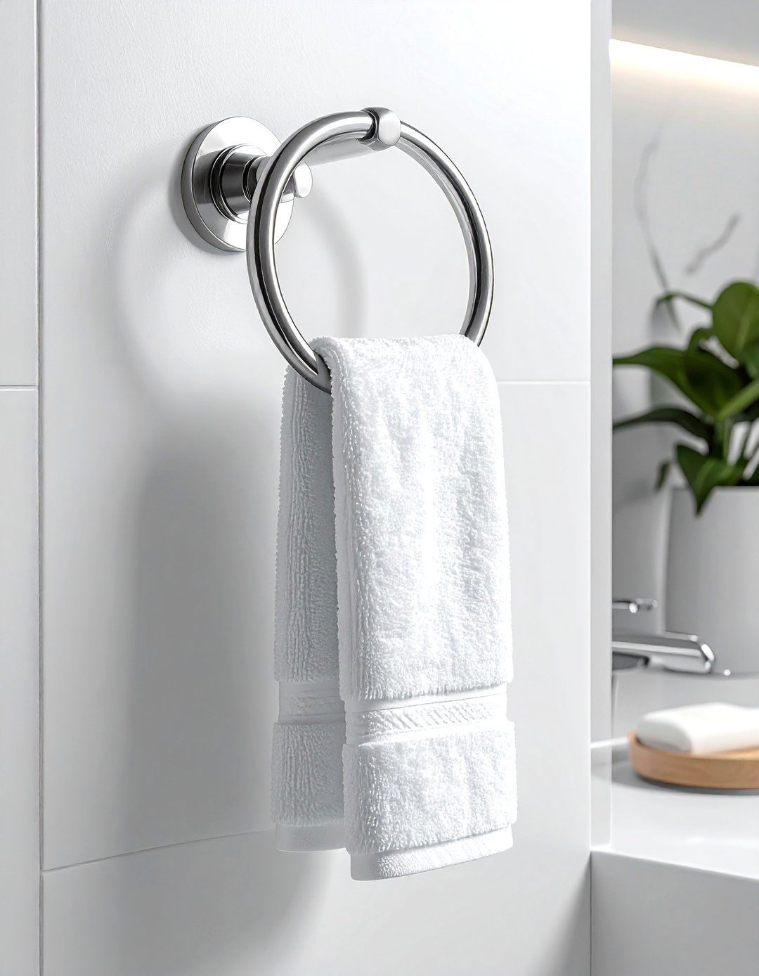 Hand towel ring - 30 bathroom space saving ideas