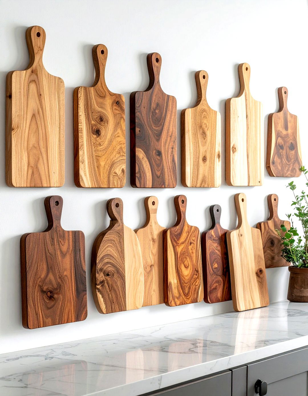 Handcrafted Cutting Board Gallery Wall - 30 kitchen cutting board display ideas