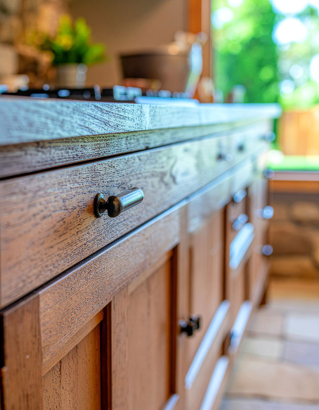 Handcrafted Iron Pulls - 30 kitchen cabinet handle ideas