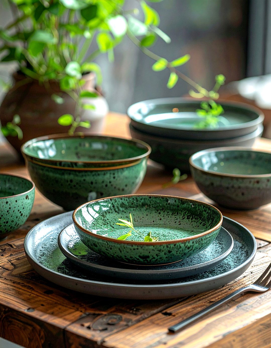 Handcrafted Pottery Tableware - 30 woodland dining room ideas