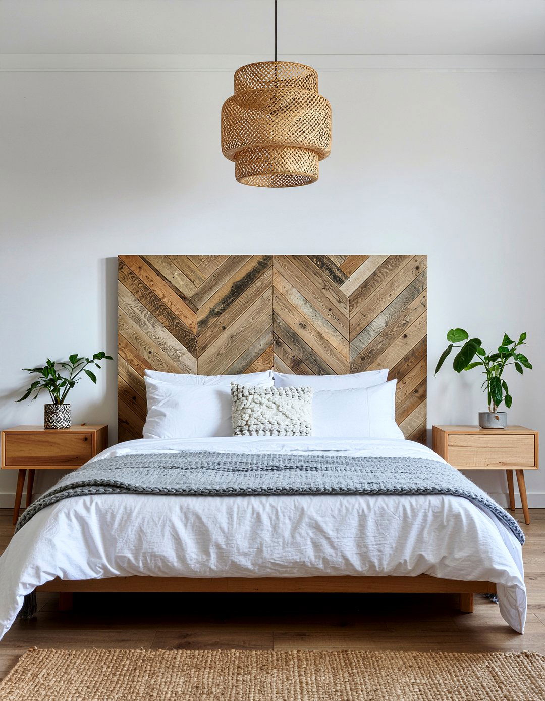 Handcrafted Wood Headboard - 30 bedroom reclaimed wood furniture ideas