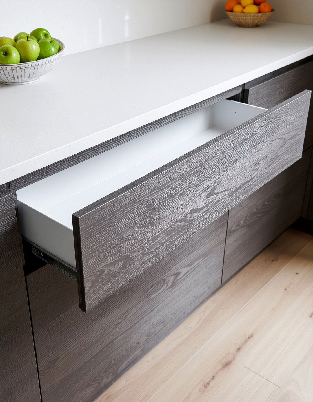 Handleless Drawer - 30 clean-lined kitchen ideas