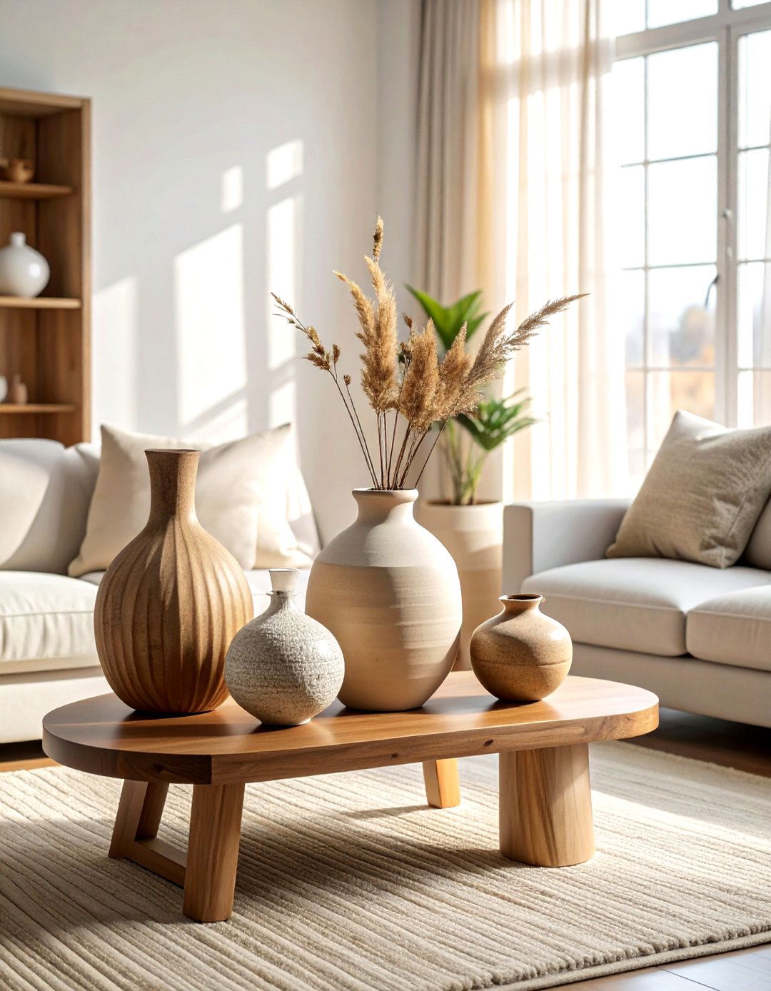 Handmade Ceramic Vases - 30 soft minimalist living room ideas