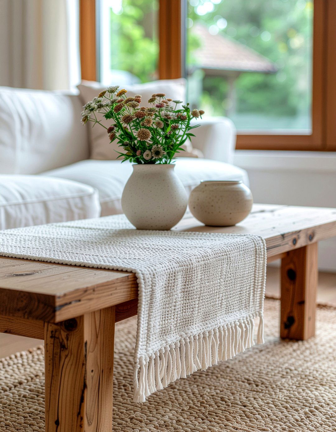Handwoven Cotton Table Runner - 30 cotton living room ideas