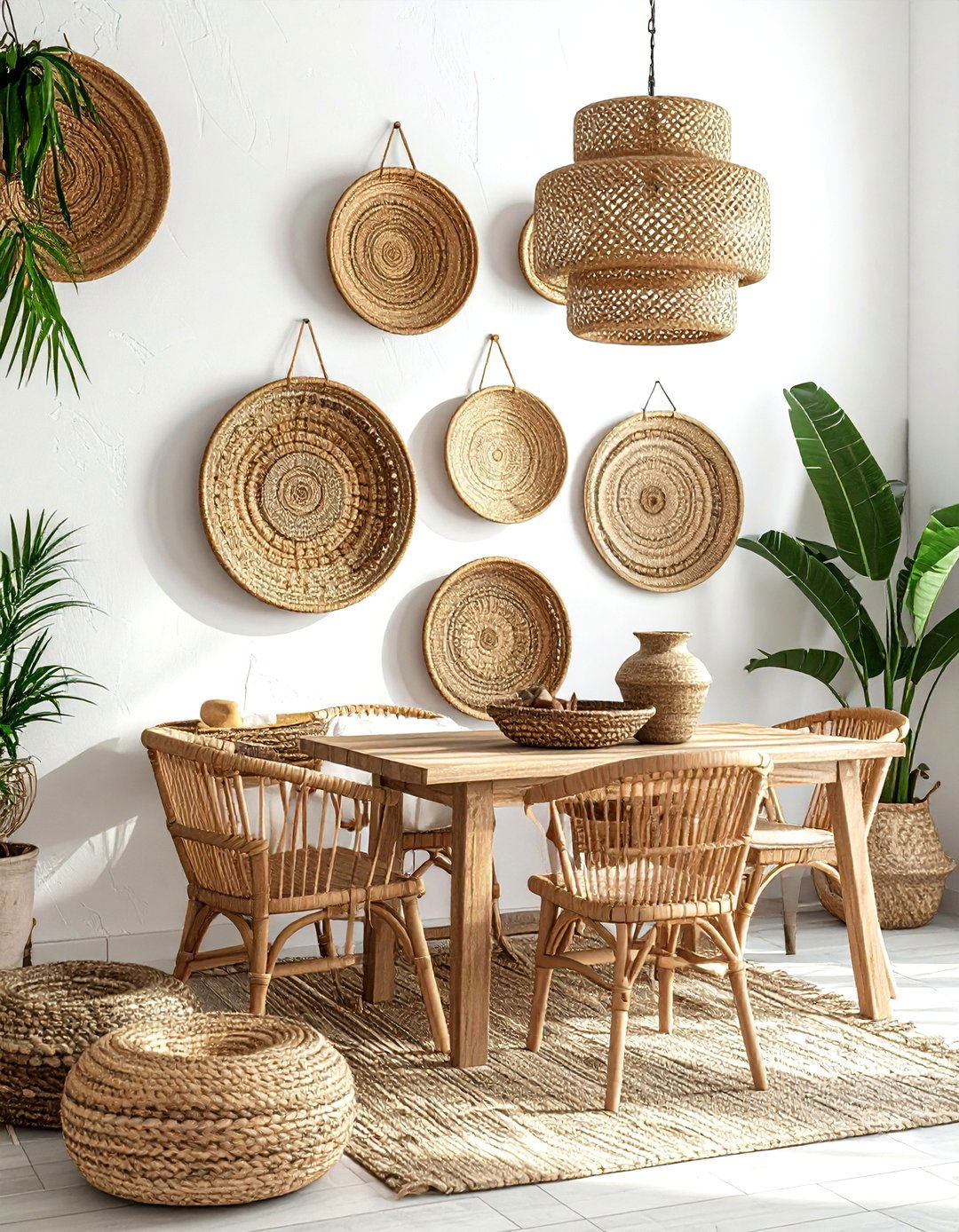 Handwoven Straw Basket - 30 Moroccan dining room ideas