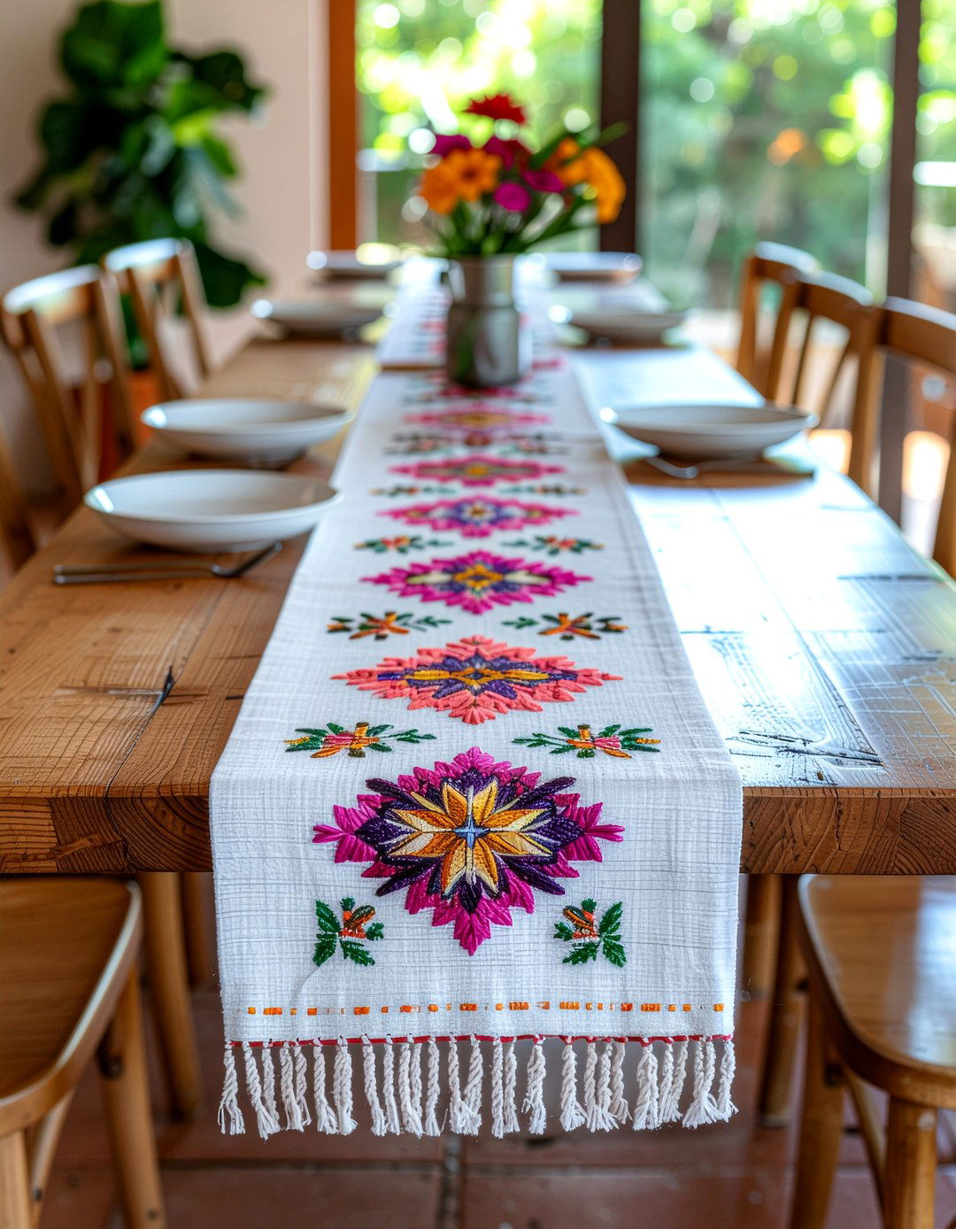 Handwoven Table Runner - 30 Mexican dining room ideas