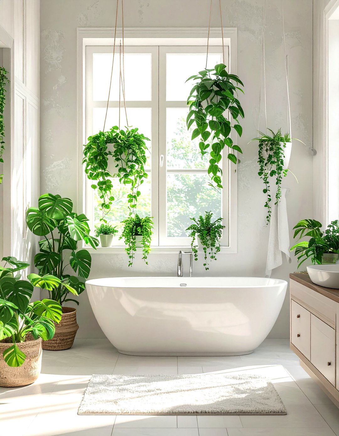 Hanging Bathroom Plants - 30 serene bathroom ideas